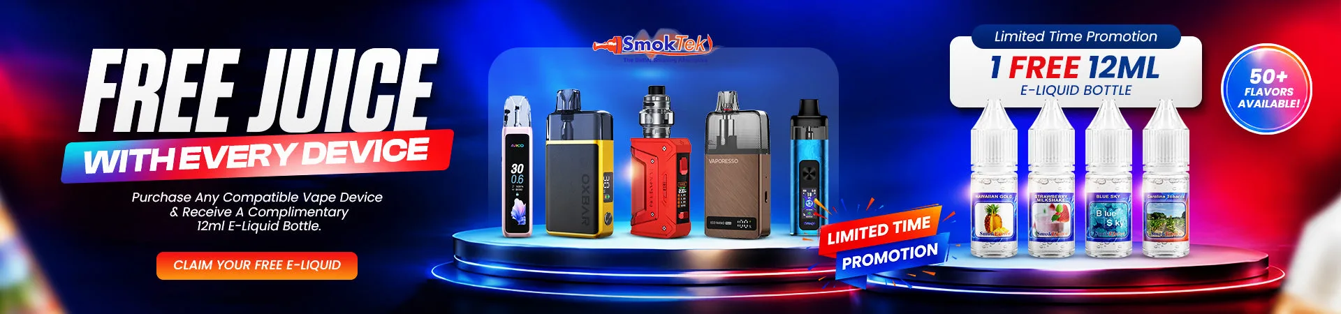 Promotional banner for vape devices and kits